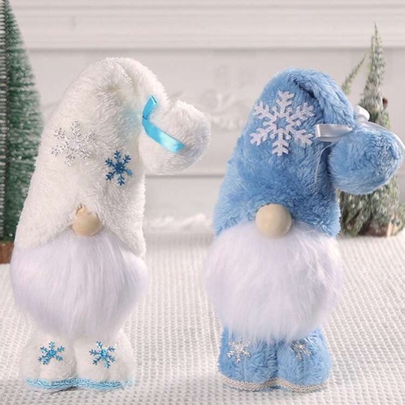 NWT- Set of 2- Stunning Super Soft- White & Blue ❄️ Winter Gnome Decorations - Picture 2 of 6